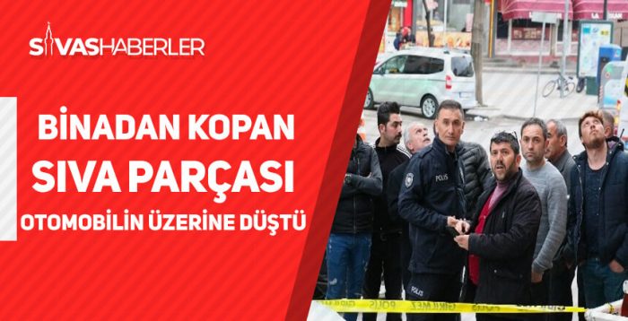 Binadan kopan sıva parçası otomobilin üzerine düştü