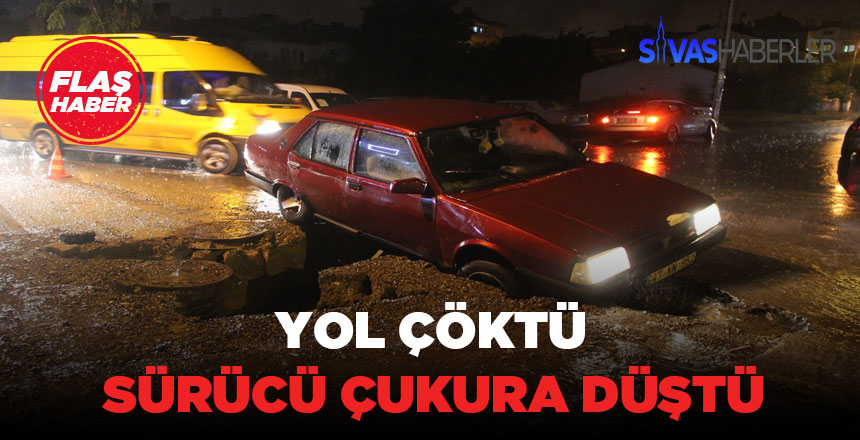 Aracıyla çöken yolun içine düştü