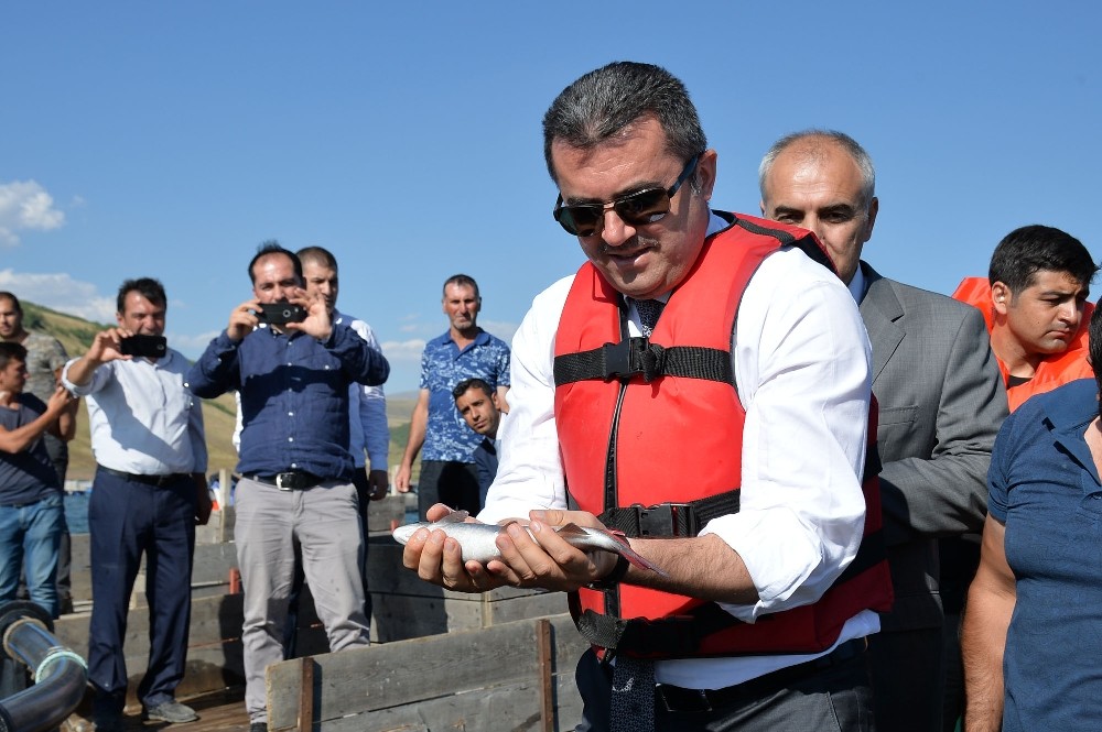 Vali Memiş, elleriyle balıkları besledi