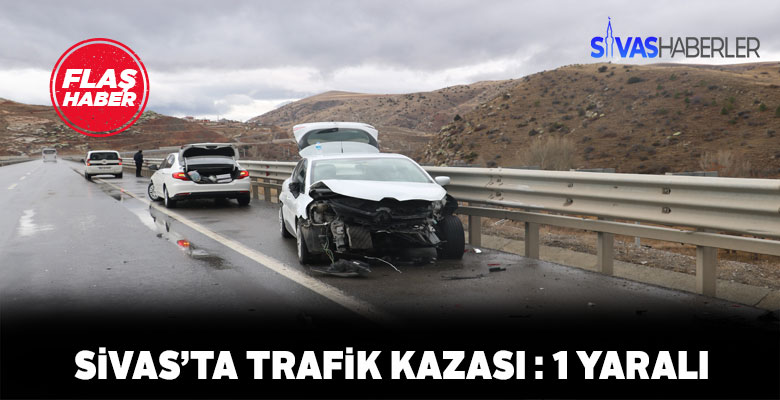 Sivas’ta Bariyere çarpan otomobil sürücüsü yaralandı