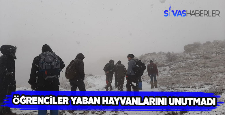 Sivaslı öğrenciler yabani hayvanlar için doğaya yem bıraktı