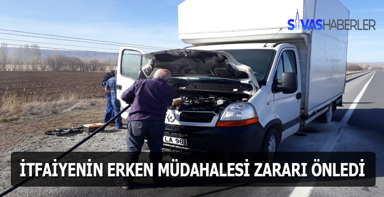 Motoru alev alan kamyon yanmaktan kurtuldu