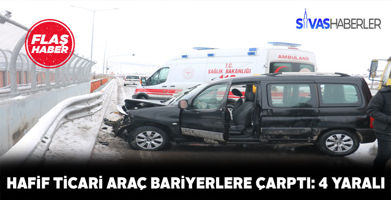Bariyerlere çarpan araba bulunan 4 kişi yaralandı