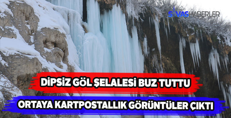 Dipsiz Göl Şelalesi tamamen buz tuttu