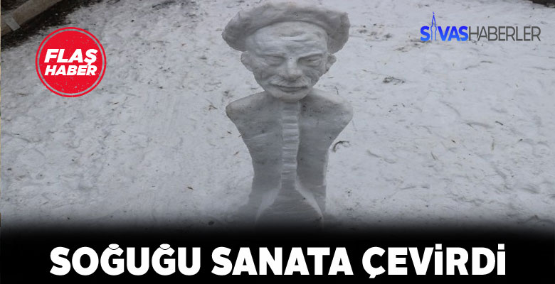Sivas’ta karlarla Aşık Veysel heykeli dikildi