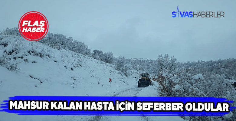 Ulaşıma kapanan köydeki hasta hastaneye ulaştırıldı