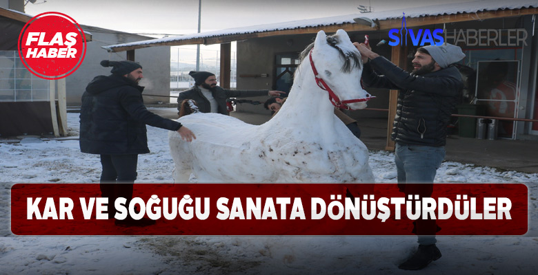 Atlı cirit sporcuları kardan şaheser üretti