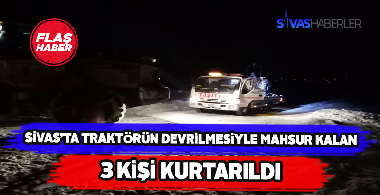 Traktörü devrilen 3 kişiyi ekipler güçlükle kurtardı