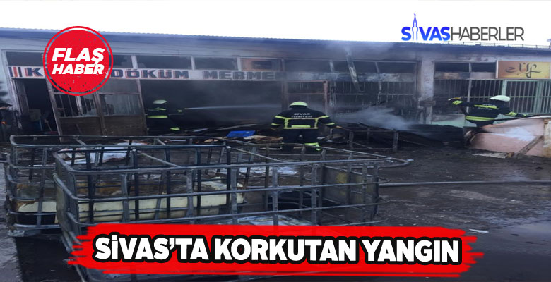 Sivas’ta sanayide yanan dükkan kül oldu