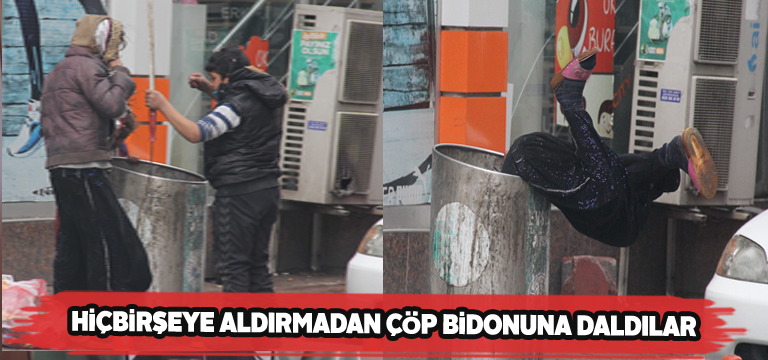 Çöp bidonuna dalan çocuklar herkesi korkuttu