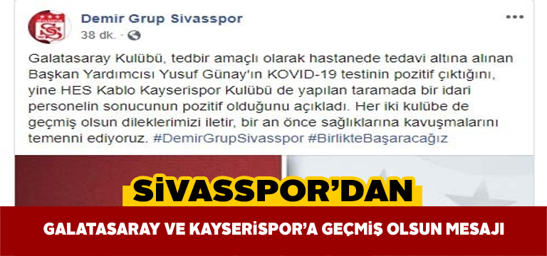 Sivasspor’dan koronavirüse ilişkin geçmiş olsun mesajı
