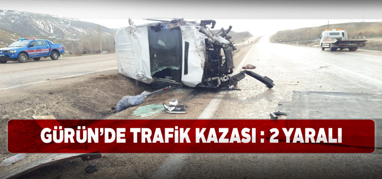 Gürün’de takla atan otomobil tıra çarptı