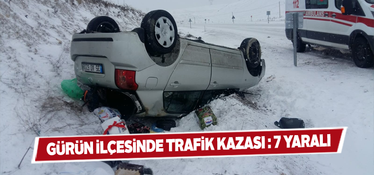 Takla atan araçtaki 7 kişi yaralandı