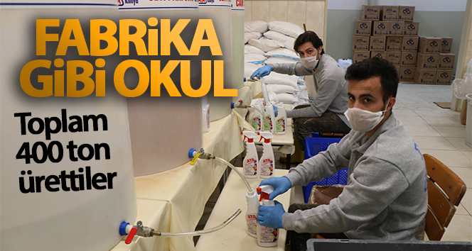 Fabrika gibi okul Türkiye’ye dezenfektan üretiyor
