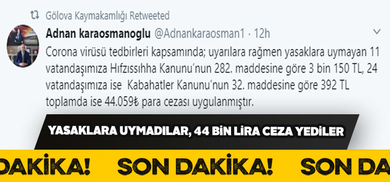 Gölovalı vatandaşlar yasaklara uymadığına pişman oldu