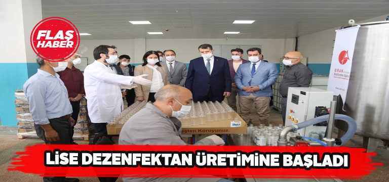 Vali Ayhan dezenfektan üretilen liseyi gezdi