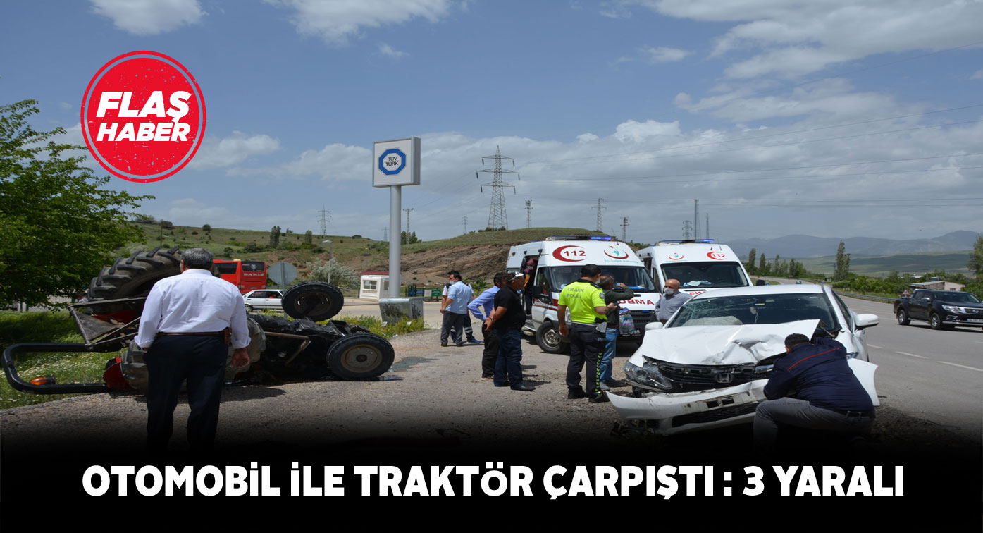 Traktörün ters döndüğü kazada 3 kişi yaralandı