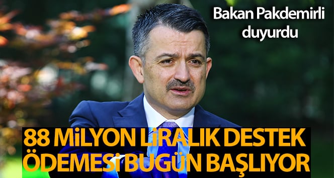 Bakan Pakdemirli: ‘886 milyon lira destek ödemesi bugün başlıyor’