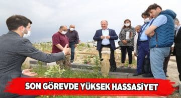 Başkan Bilgin mezarlık işleri personelini ziyaret etti