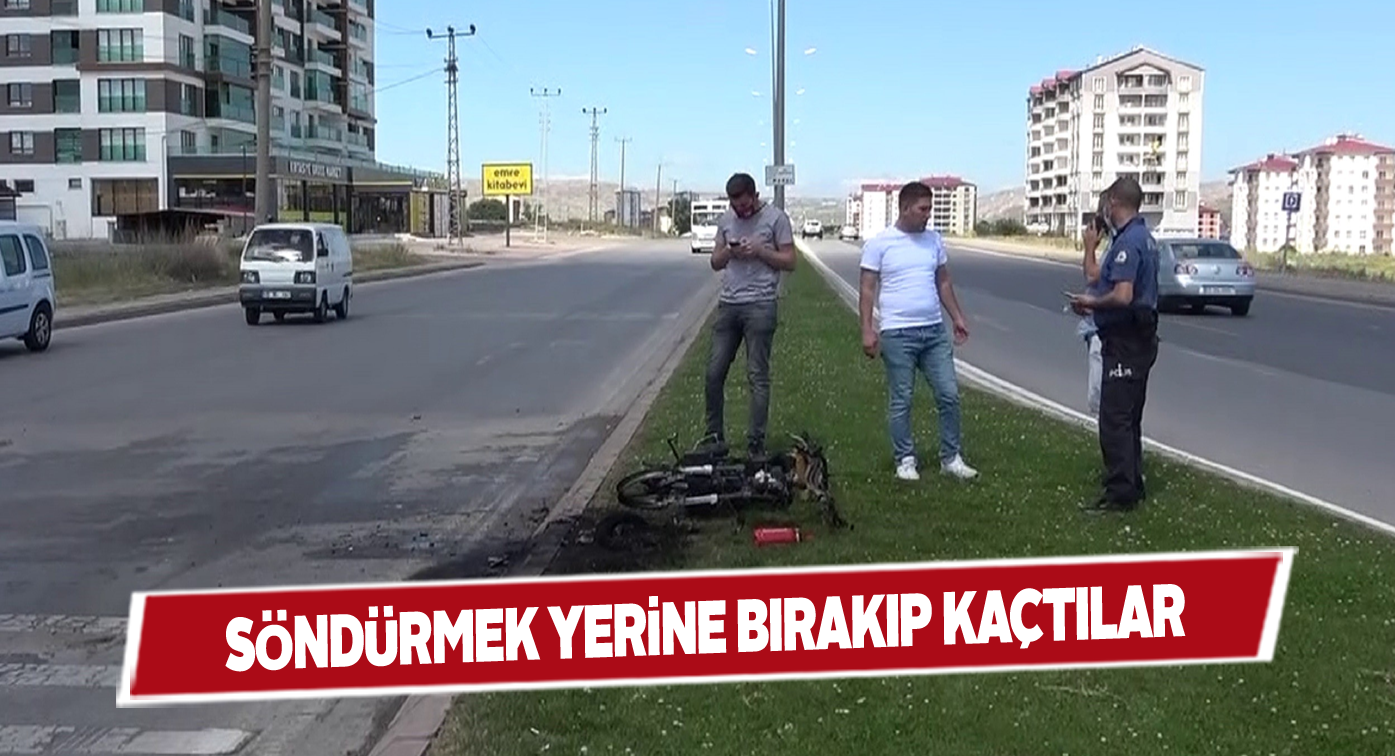 Cayır cayır yanan motosiklet için adeta ışınlandı