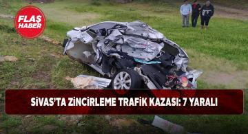 Yıldızeli’nde 4 aracın karıştığı kazada 7 kişi yaralandı