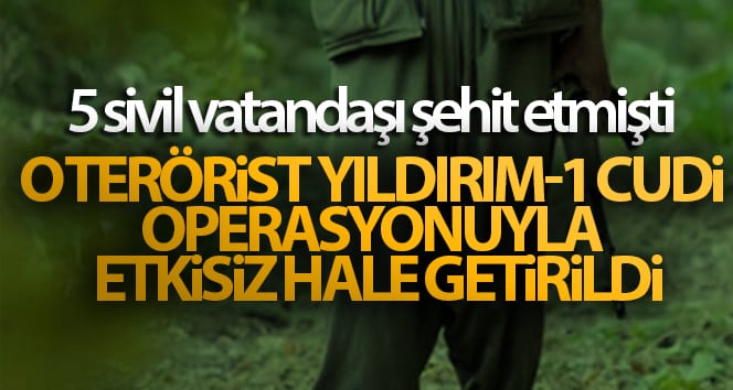 5 sivili öldüren terörist, Yıldırım-1 Cudi Operasyonu ile etkisiz hale getirildi