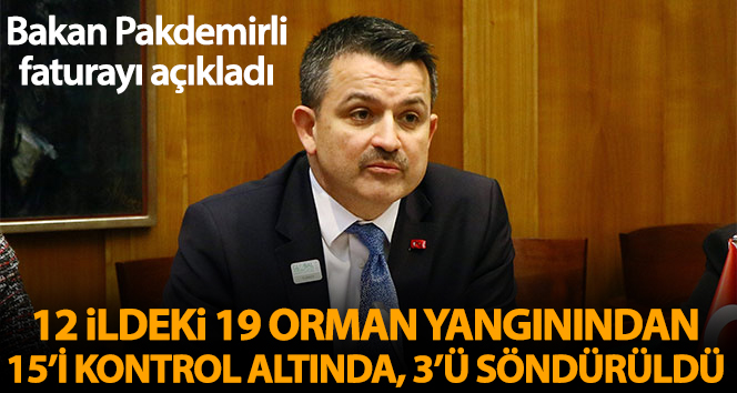 Bakan Pakdemirli: ‘Bugün 12 ilde 19 orman yangından 15’i kontrol altında ve 3’ü söndürüldü’