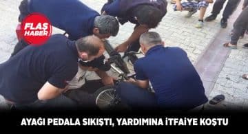 Bisiklet sürerken ayağı sıkışan çocuk kurtarıldı