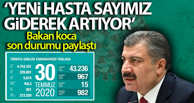 Sağlık Bakanlığı son 24 saat korona virüs tablosunu açıkladı