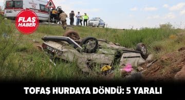 Şarampole devrilen araçtaki 5 kişi yaralandı