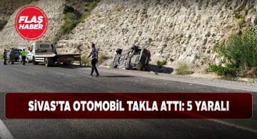 Takla atan otomobildeki 5 kişi kazadan sağ kurtuldu