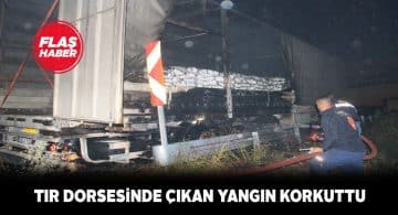 Suşehri ilçesinde seyir halindeki tırda yangın çıktı