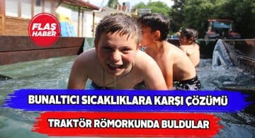 Traktörü havuza çevirip ferahladılar!