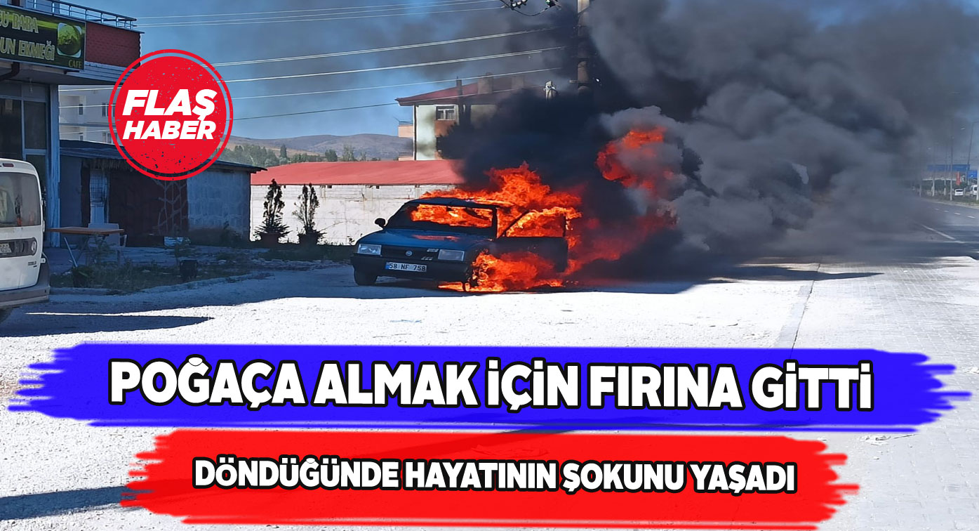 Yıldızeli’nde bir otomobil aniden alevler içinde kaldı