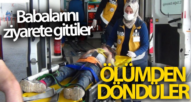 Babalarını ziyaret eden çocuklar ölümden döndü