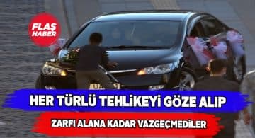 Gelin arabasının önüne ölümüne atladılar!