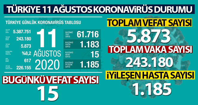 Son 24 saatte corona virüsten 15 kişi hayatını kaybetti!