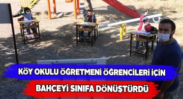Şarkışla’da bir öğretmen okul bahçesine derslik kurdu