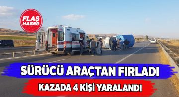 Sivas’ta takla atan kamyonetteki 4 kişi yaralandı