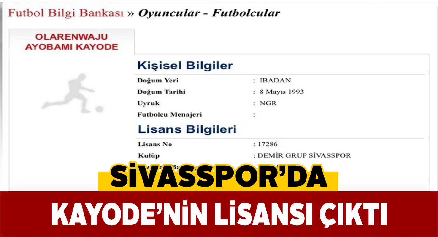 Sivasspor’un son transferinin lisans işlemi tamamlandı