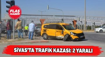 Şarkışla ilçesinde taksiyle otomobil çarpıştı