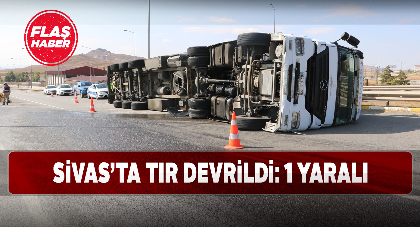 Sivas-Kayseri karayolunda dev tır yan yattı
