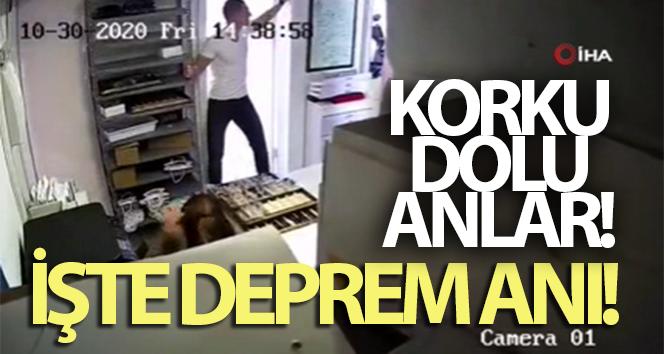 İzmir’de deprem anı kamerada! Korku anları
