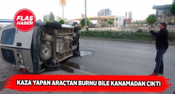 Dev araç devrildi, sürücü sıyrıksız kurtuldu