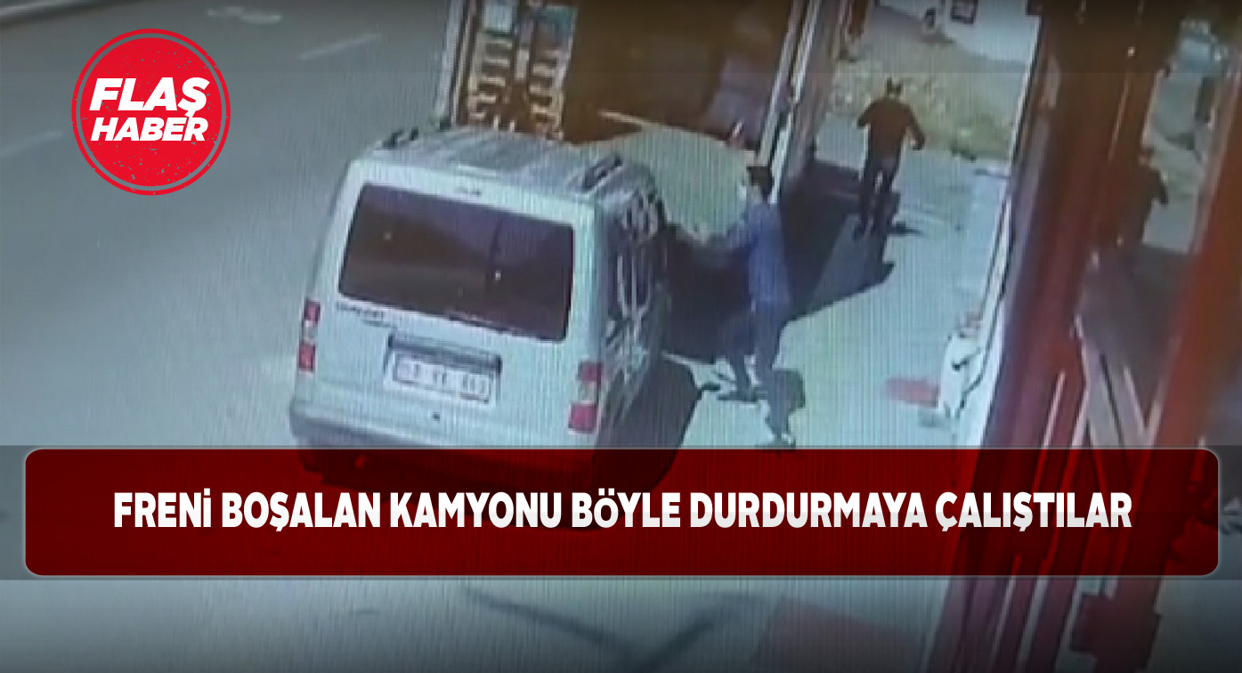 Aniden hareket etmeye başlayan kamyon ticari araca çarptı