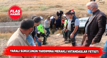 Yoldan çıkarak tarlaya uçan aracın sürücüsü yaralandı