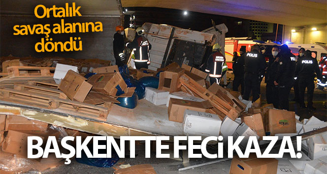 Başkent’te freni bırakılan TIR devrildi: 1 ölü