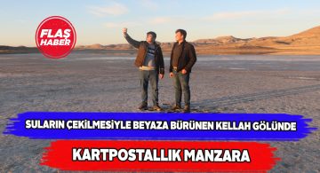 Kellah gölü bembeyaz görüntüsüyle dikkat çekiyor