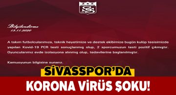Sivasspor’da 2 futbolcunun testi pozitif çıktı!