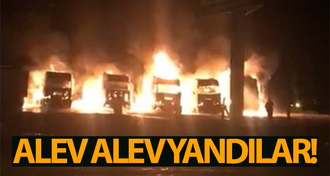 5 yanan kamyon kullanılamaz hale geldi